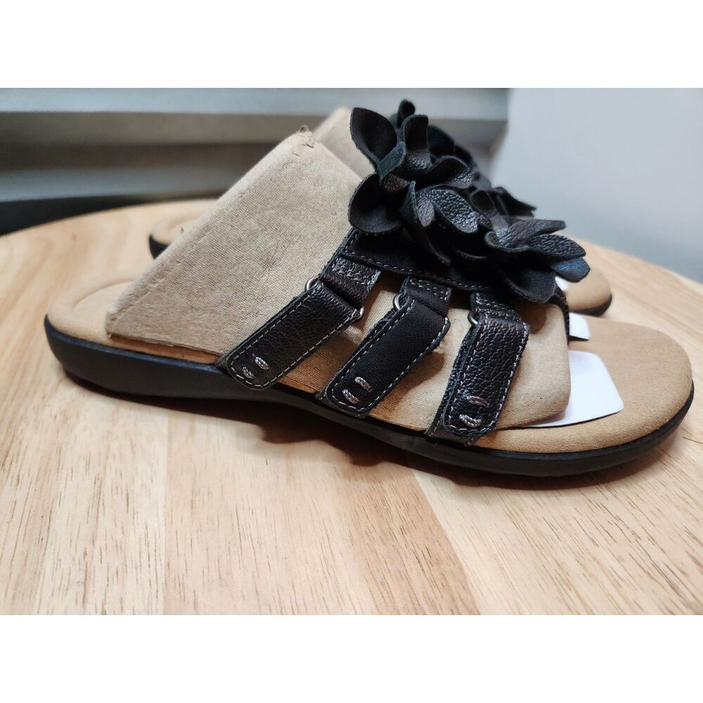 Clarks Elizabelle Mae Sandals Women’s 7W Black Combi Wide Width